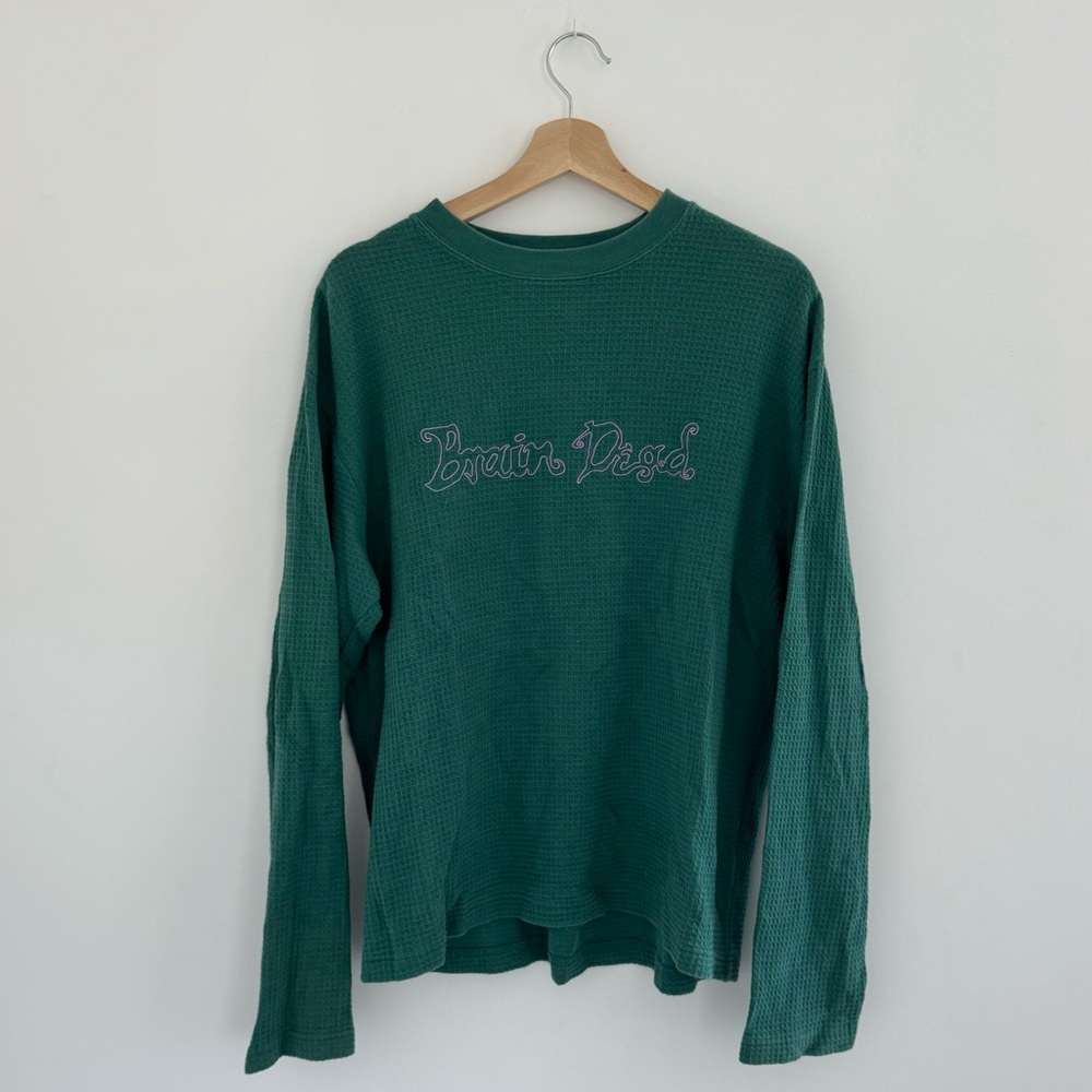 Pre-Owned Brain Dead Green Embroidered Waffle Long Sleeve Thermal